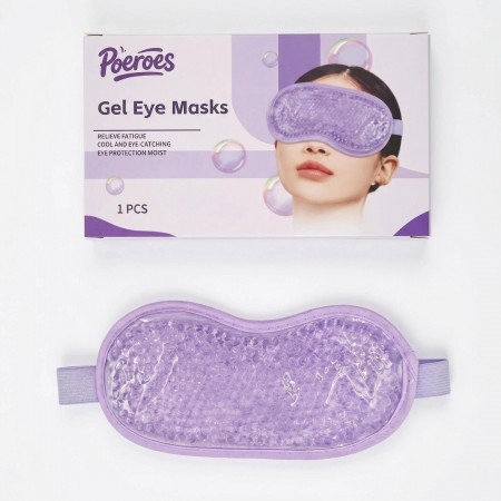 Poeroes Gel Eye Mask for Dark Circles & Puffy Eyes, Reusable Cooling Eye Mask with Lavender Gel Beads, Soft Breathable Eye Compress for Sleeping, Travel, Migraines & Skincare